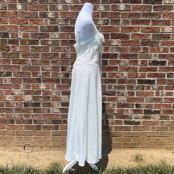 Marthea Women's Boho Midi Corset Dress Flowy Slit Lace Up Dress Going Out Sz L - Picture 4 of 12